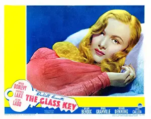 Laying Down Prints: THE GLASS KEY, US lobbycard, Veronica Lake, 1942