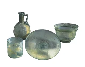 Crome Prints: Glass, plate, bowl and bottle. Roman art