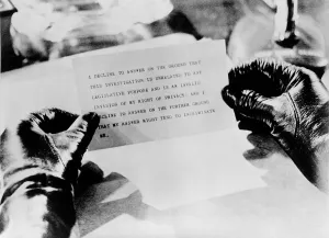 Corruption Prints: The gloved hands of Bobby Baker's secretary, Carole Tyler