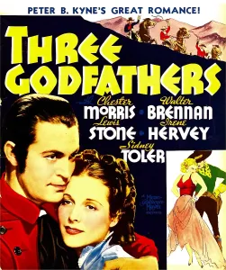 Mountains Prints: THREE GODFATHERS, from left: Chester Morris, Irene Hervey on window card, 1936