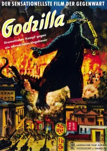 GODZILLA, (aka GOJIRA), Godzilla on German poster art, 1954