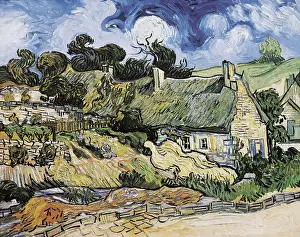 Post Impressionist Prints: GOGH, Vincent van (1853-1890). Thatched cottages at Cordeville