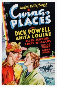 Jockey Prints: GOING PLACES, US poster art, from left: Dick Powell, Anita Louise, 1938