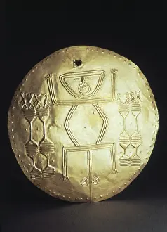 Jewels Prints: Gold breastplate with schematic figure of a man and birds