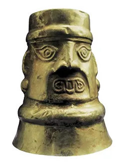 Pre Columbian Prints: Gold Ceremonial Vase. 12th-14th c