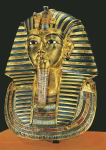 Egyptian Empire Prints: The gold mask. ca. 1340 BC. Gold Mask made in wood