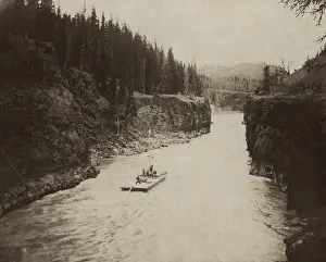 Natural Resource Prints: Gold seekers on a scow passing through the Miles Grand Canyon