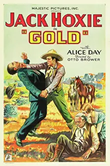 Punching Prints: GOLD, standing right: Jack Hoxie, lower right: Alice Day on US poster art, 1932