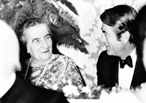 Zionism Prints: Golda Meir, Prime Minister of Israel dines with Actor Gregory Peck