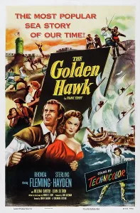 Hayden Prints: THE GOLDEN HAWK, US poster, from left: Sterling Hayden, Rhonda Fleming, 1952