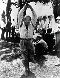 Happiness Prints: Golfer GENE SARAZEN gives himself a hand after shooting a 66 in Dapper Dan tournament