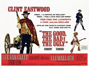 THE GOOD, THE BAD AND THE UGLY, British poster art, from left: Clint Eastwood, right from top: Lee Van Cleef, Eli Wallach, 1968