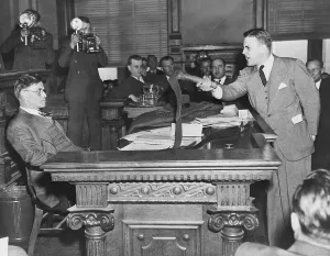 Duke Prints: Gov. Eugene Talmadge (left) at a clemency hearing for six East Point Ku Klux Klansmen