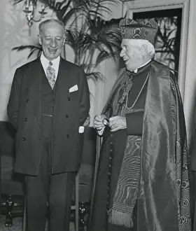 Clergy Prints: Governor Alfred E. Smith at a 1920s Catholic Charities Drive with Cardinal Patrick Hayes