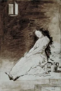 GOYA Y LUCIENTES, Francisco de (1746-1828). The Caprichos. Por qu fue sensible. 1797-1798. Preparatory drawing for plate 32 of "Los Caprichos". Drawing. SPAIN. Madrid