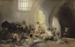 GOYA Y LUCIENTES, Francisco de (1746-1828). The Madhouse. 1815-1819. Oil on wood. SPAIN. Madrid. St. Fernando Royal Academy Museum. AISA/Everett Collection**US SALES ONLY**