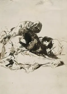 GOYA Y LUCIENTES, Francisco de (1746-1828). Starving Woman. 1790s. Wash drawing from the topic "Prisiones, Suplicios y Libertad". Drawing. SPAIN. Madrid. Prado Museum