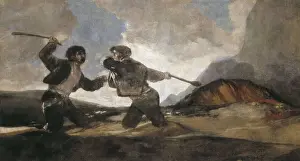GOYA Y LUCIENTES, Francisco de (1746-1828). Duel with Cudgels. 1819 - 1823. Mural painting mounted on canvas