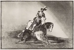 GOYA Y LUCIENTES, Francisco de (1746-1828). The way in which the ancient Spaniards hunted bulls on horse-back in the open country. 1816