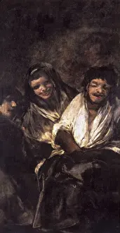 GOYA Y LUCIENTES, Francisco de (1746-1828). Two Women and a Man. 1820. Mural painting mounted on canvas