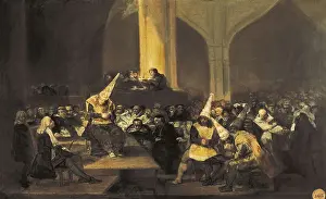 GOYA Y LUCIENTES, Francisco de (1746-1828). Scene of the Inquisition. 1815-1819. Oil on wood. SPAIN. Madrid. St. Fernando Royal Academy Museum