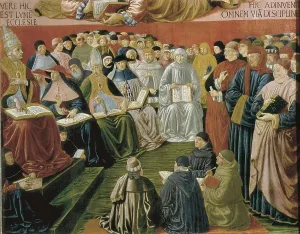 Gozzoli, Benozzo di Lese, called Benozzo (1420-1497). The Triumph of St. 1470-1475. Lower detail. Renaissance art. Quattrocento. Painting. FRANCE. Paris. Louvre Museum