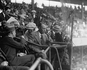News Prints: Graham McNamee of broadcasting 1924 World Series from Griffith Stadium