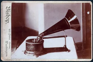 Phonograph Prints: Gramophone with cylindrical base, circa 1890s