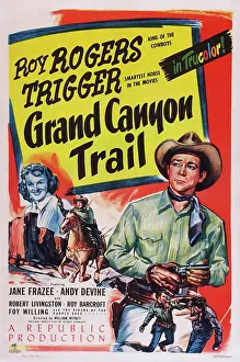 Weapon Prints: GRAND CANYON TRAIL, US poster art, from left: Jane Frazee, Roy Rogers, 1948