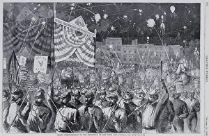 Wood Engraving Prints: Grand demonstration of the democracy in New York City, October 5, 1868