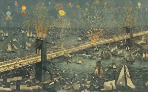 Port Prints: Grand display of fireworks over the Brooklyn Bridge on opening night