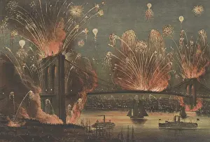 Port Prints: Grand display of fireworks over the Brooklyn Bridge on opening night