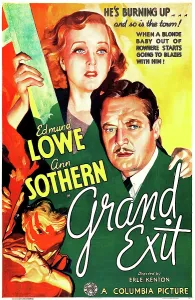 Lowe Prints: GRAND EXIT, US poster art, from top: Ann Sothern, Edmund Lowe, 1935