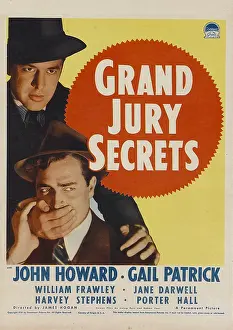 Covering Mouth Prints: GRAND JURY SECRETS, midget window card, 1939