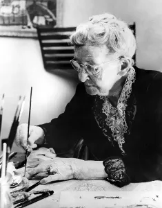 Writing Prints: Grandma Moses--year unknown. CSU Archives