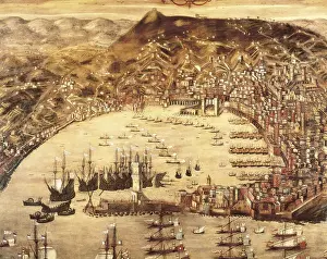 1597 Prints: GRASSI, Cristoforo (16th c.). Port of Genoa