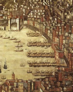 Port Prints: GRASSI, Cristoforo (16th c.). Port of Genoa