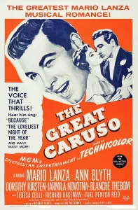 THE GREAT CARUSO, US poster art, Mario Lanza, (left and right), Ann Blyth, (center), 1951