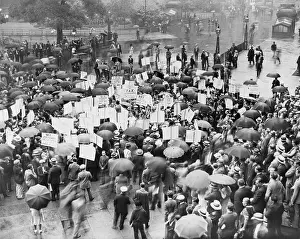 Panic Prints: The Great Depression. A crowd of depositors protest in the rain at the Bank of United States after its failure