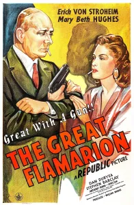 Balding Prints: THE GREAT FLAMARION, US poster, from left: Erich von Stroheim, Mary Beth Hughes, 1945