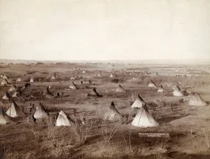 Sioux Prints: The Great Hostile Camp. Bird's-eye view of a Lakota SIoux camp