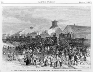 November Prints: Great Railroad Strike of 1877. Blockade of engines at Martinsburg