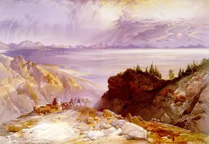 Utah Prints: The Great Salt Lake of Utah, color lithograph by T. Moran, 1874