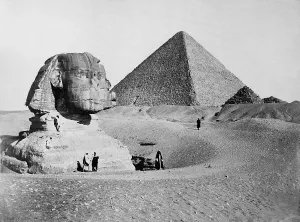 1700s Prints: The Great Sphinx with the Pyramid of Pharaoh Cheops in the background