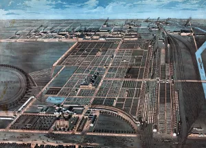 Images Dated 5th November 2008: The Great Union Stock Yards of Chicago. color lithograph ca. 1878