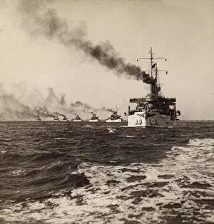 Column Prints: The Great White Fleet led by the flagship, USS Connecticut, 1907 (BSLOC_2017_2_84)
