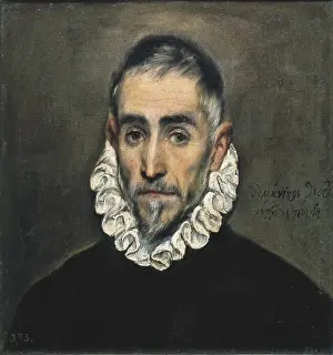 Greco, Domenikos Theotokopoulos, called El (1541-1614). Portrait of an unknown gentleman. 1584 - 1594. Portrait with gorget. Mannerism art. Oil on canvas. SPAIN. Madrid
