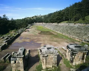 GREECE. CENTRAL GREECE. PHOCIS. Delphi. Stadium (6th c. BC). Track and stands. Greek art. Architecture. AISA/Everett Collection**US SALES ONLY**