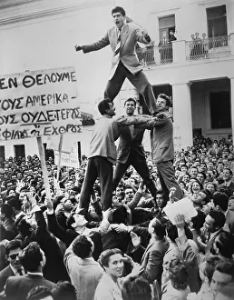 Acrobatics Prints: Greek students protest against British occupation of Cyprus