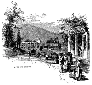 West Virginia Prints: The Greenbrier, White Sulphur Springs West Virginia. Engraving ca. 1878